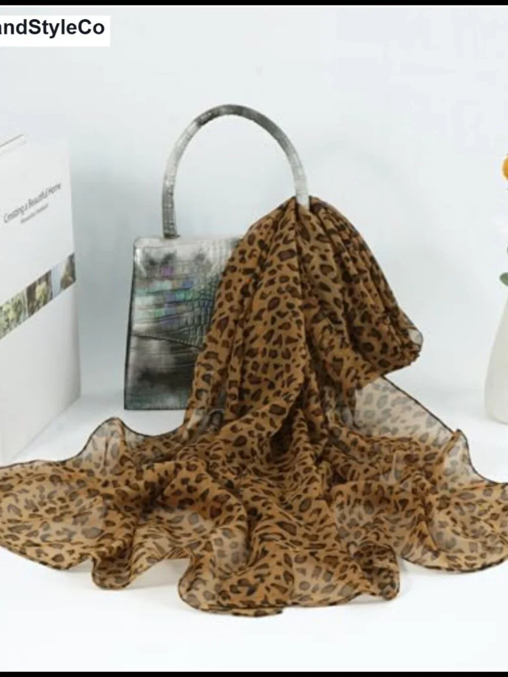 Chiffon Sheer Scarf Leopard Print Lightweight Women's Fashion Shawl